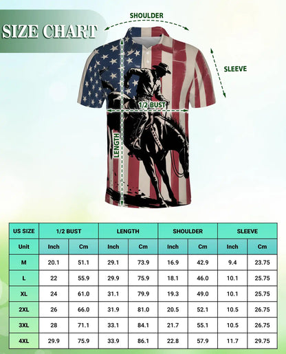 American Rodeo Polo Shirt for Men, USA Flag Western Style | Azhawaiian