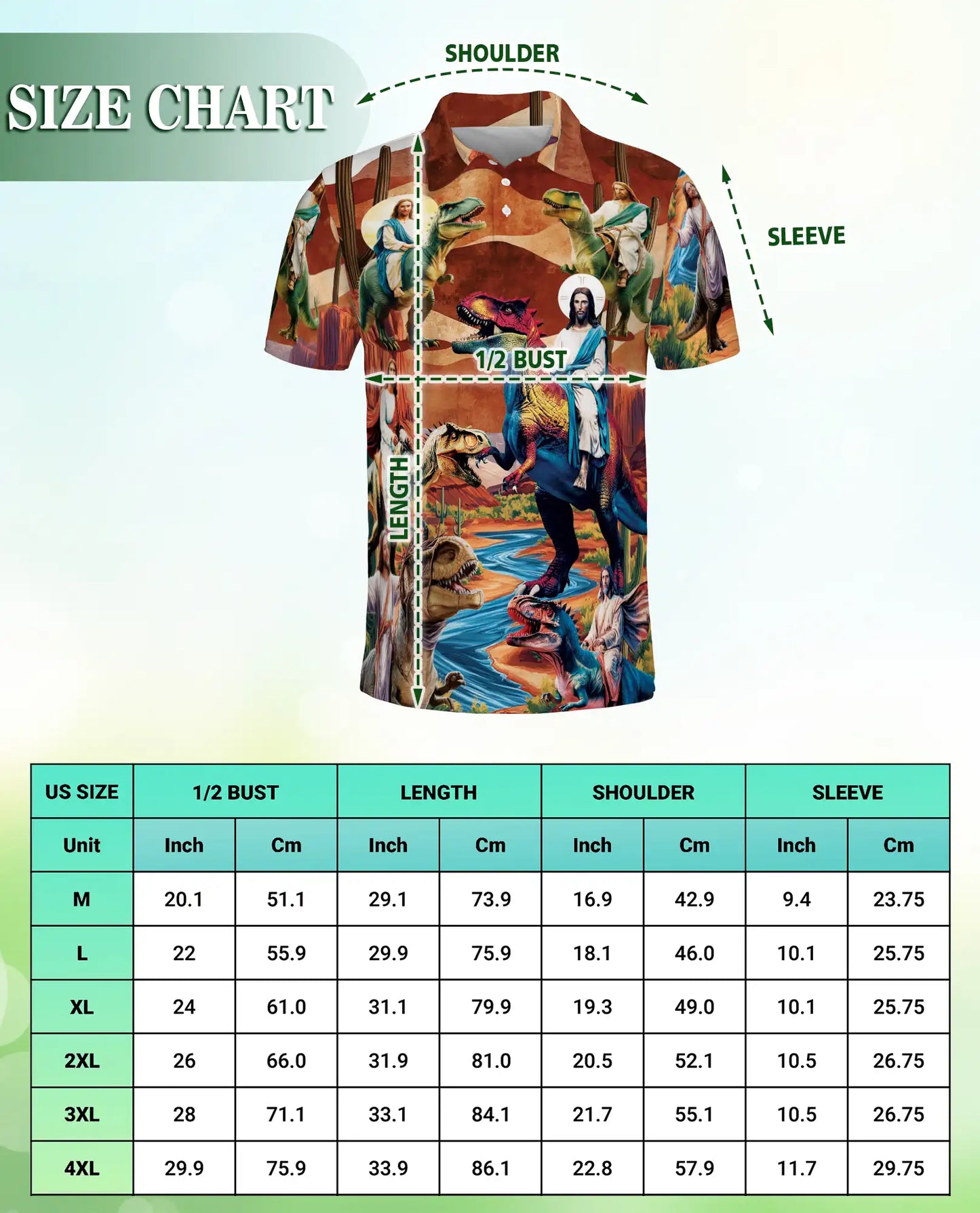 Jesus Dinosaur Polo Shirt, Fantasy Desert Print | Azhawaiian