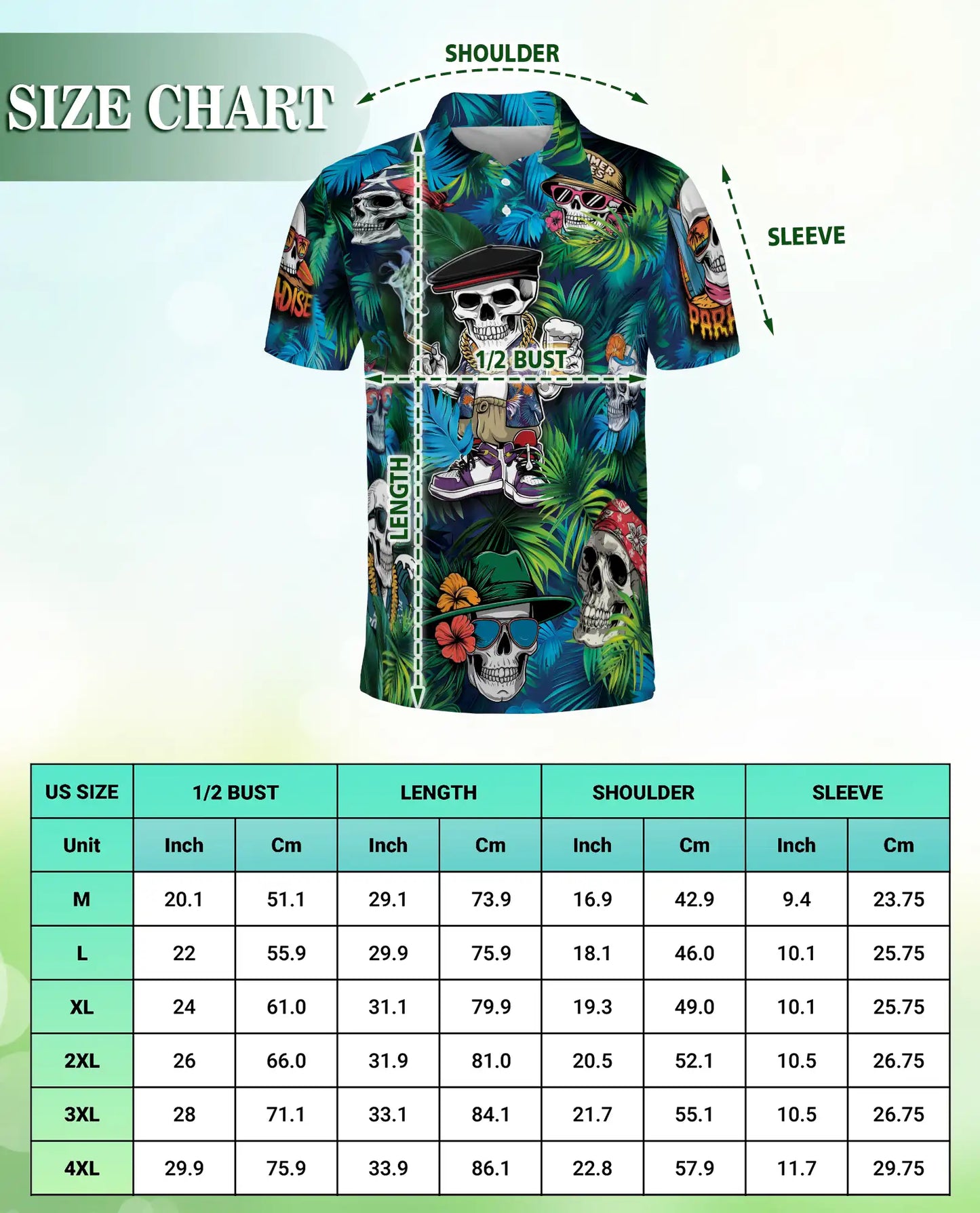 Skull Tropical Summer Polo Shirt | Azhawaiian
