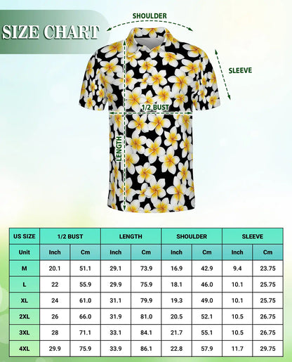 Plumeria Flower 3D Polo Shirt for Men, Tropical Floral Island Style | Azhawaiian