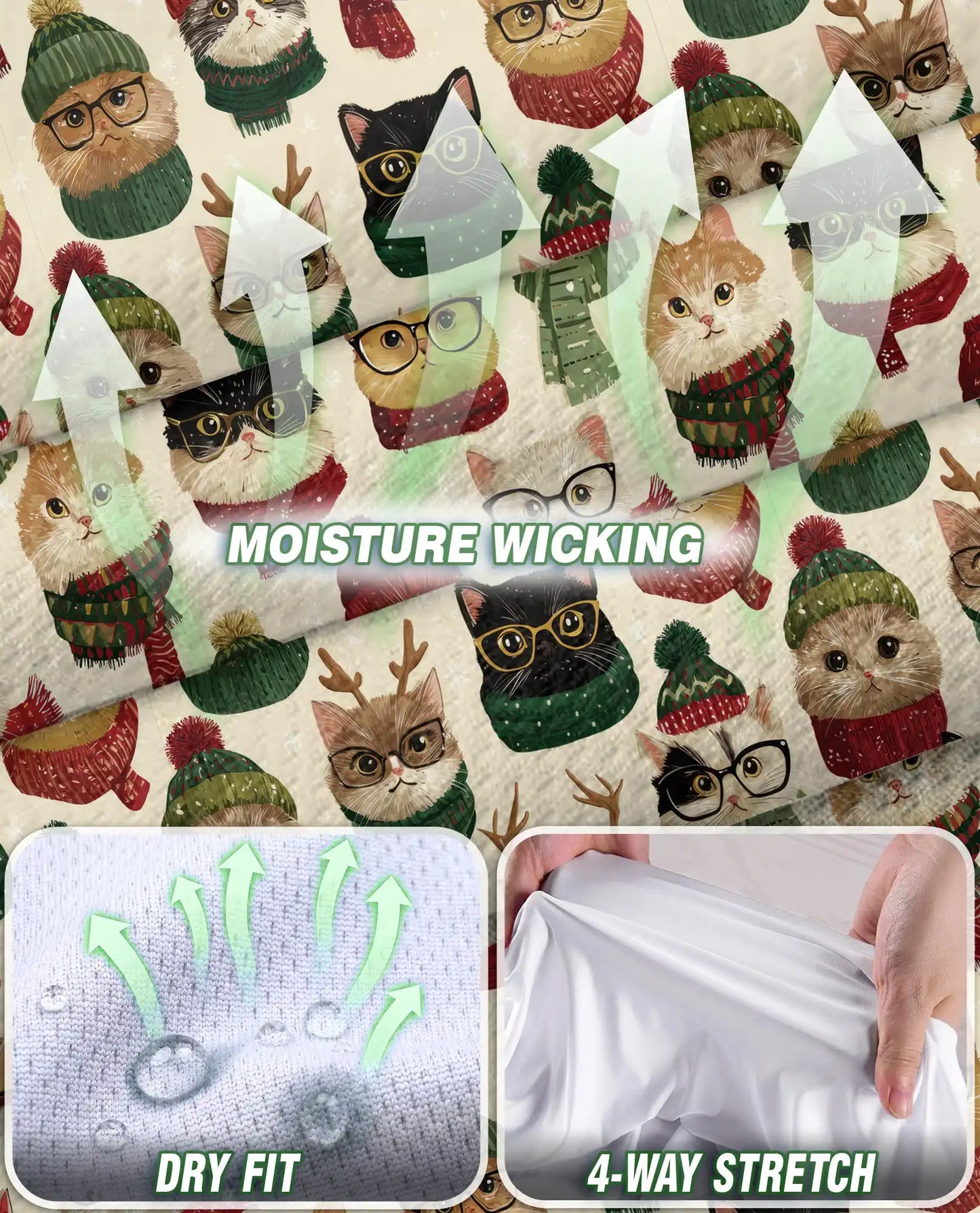 Christmas Cat Pattern Sleeveless Polo Shirt for Women | Azhawaiian