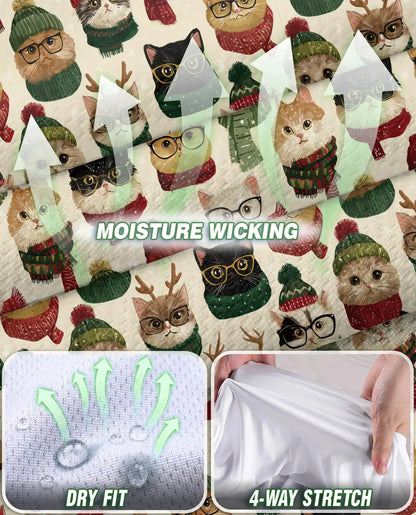 Christmas Cat Pattern Sleeveless Polo Shirt for Women | Azhawaiian