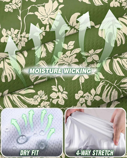 Green Monstera Leaf Sleeveless Polo Shirt for Women, Tropical Botanical Style | Azhawaiian