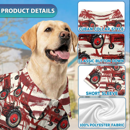 Vintage Tractor Matching Dog Owner Hawaiian Shirts, Funny Pet Aloha Shirt for Beach Vacation - Azhawaiian