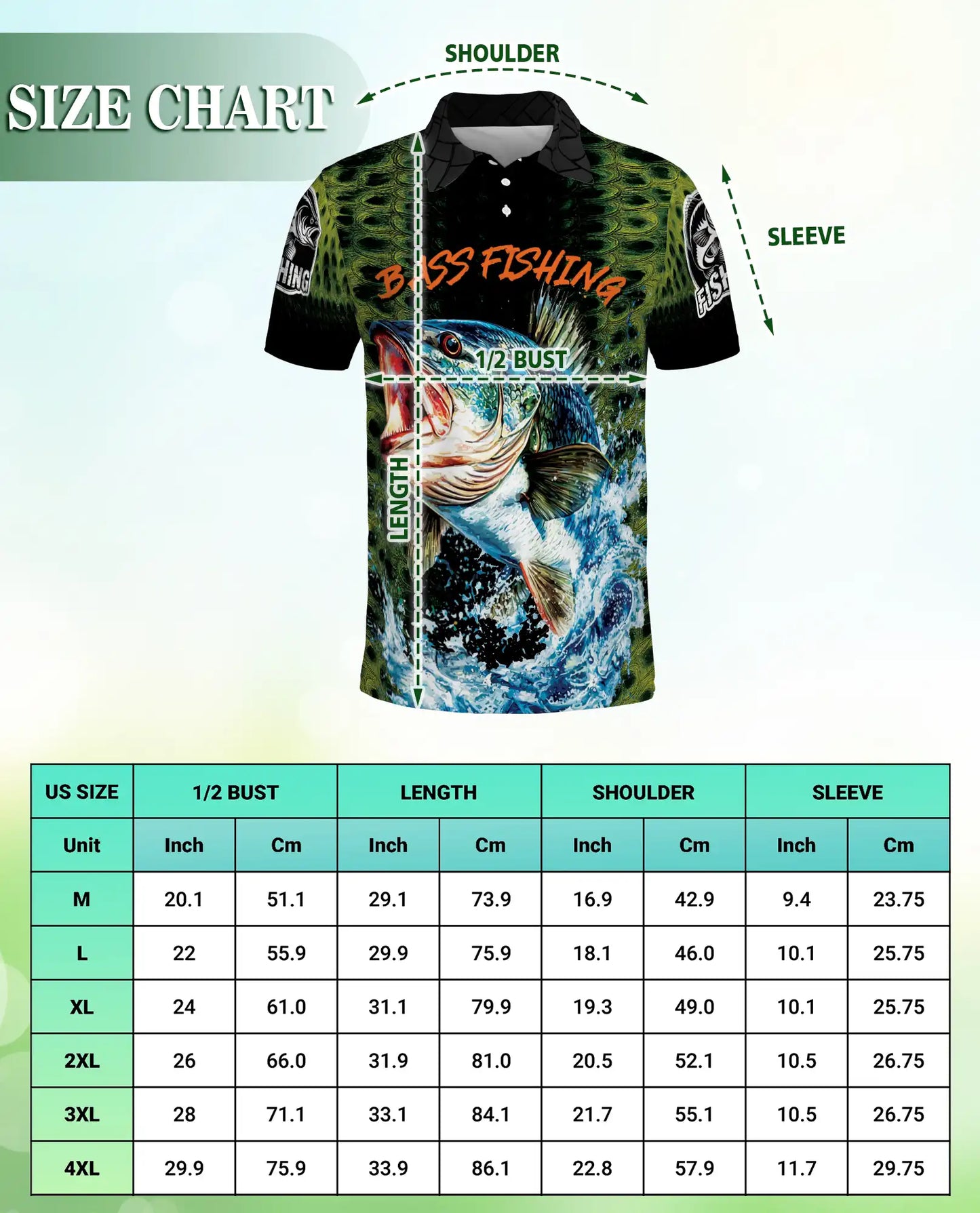 Bass Fishing 3D Polo Shirt for Men, Freshwater Angler Outdoor Style | Azhawaiian