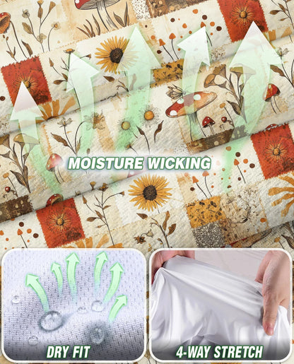 Vintage Mushroom Pattern Sleeveless Polo Shirt for Women, Nature Retro Style | Azhawaiian