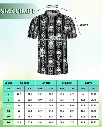 Skull Gothic Pattern Polo Shirt | Azhawaiian