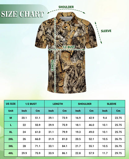 Zombie Apocalypse Polo Shirt for Men, Creepy Horror Skeletons | Azhawaiian