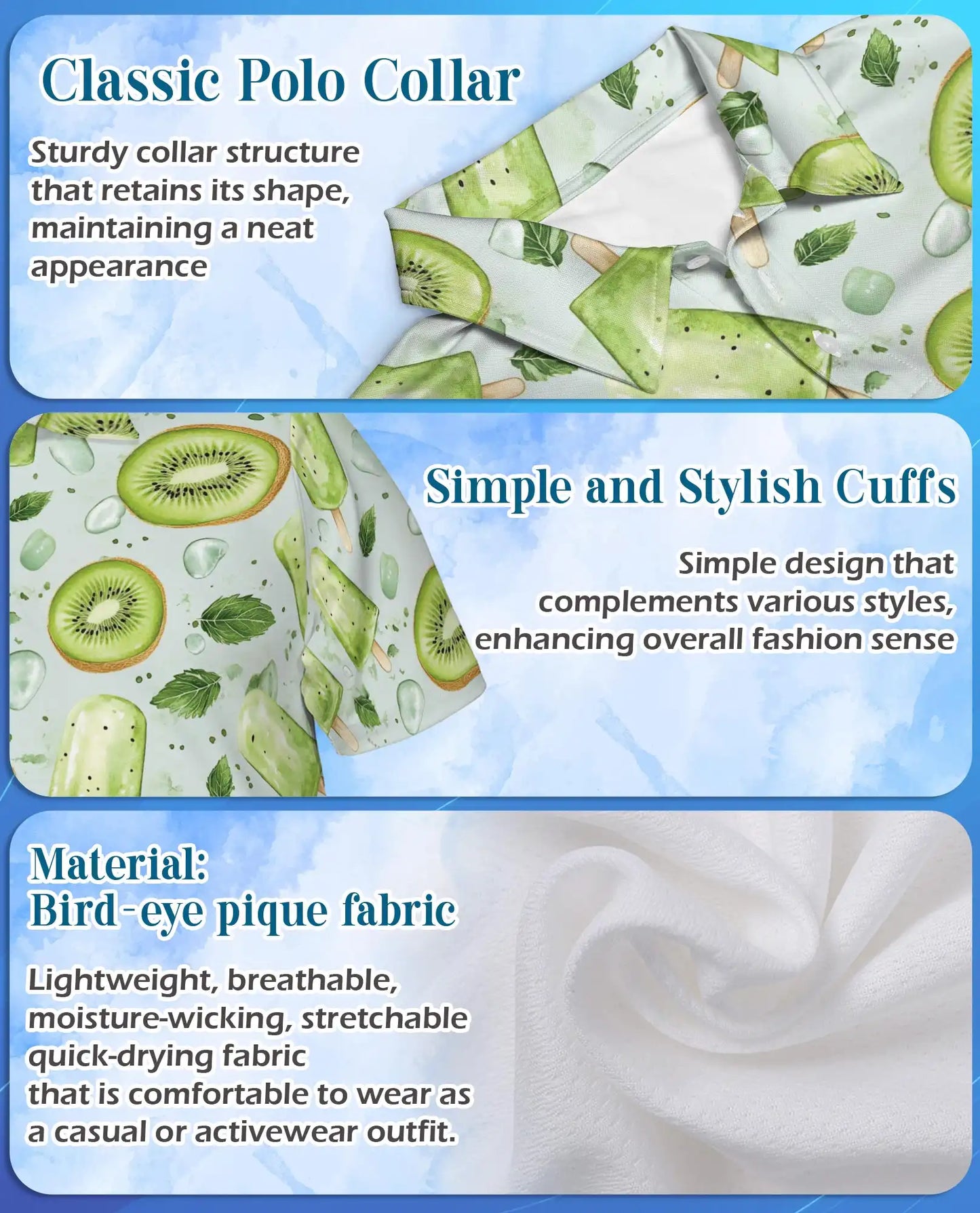 Kiwi Popsicle Polo Shirt for Men, Fresh Summer Style | Azhawaiian