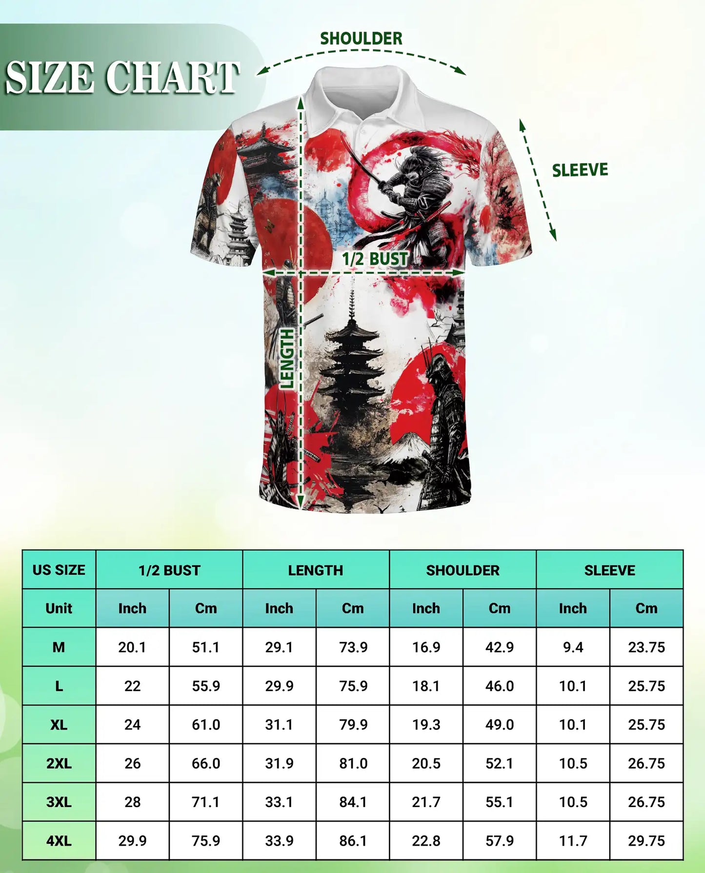 Japanese Samurai Dragon 3D Polo Shirt for Men, Warrior Mythology Art Style | Azhawaiian