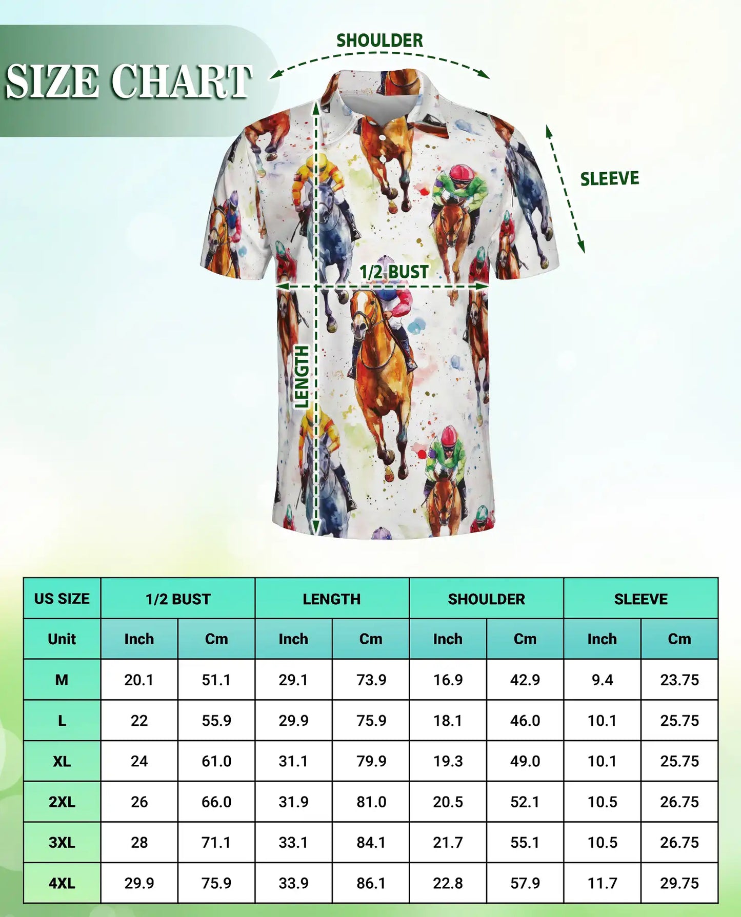 Watercolor Horse Racing 3D Polo Shirt for Men, Jockey Derby Sports Style | Azhawaiian