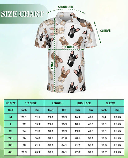Cute French Bulldog Pattern 3D Polo Shirt for Men, Cartoon Dog Lover Style | Azhawaiian