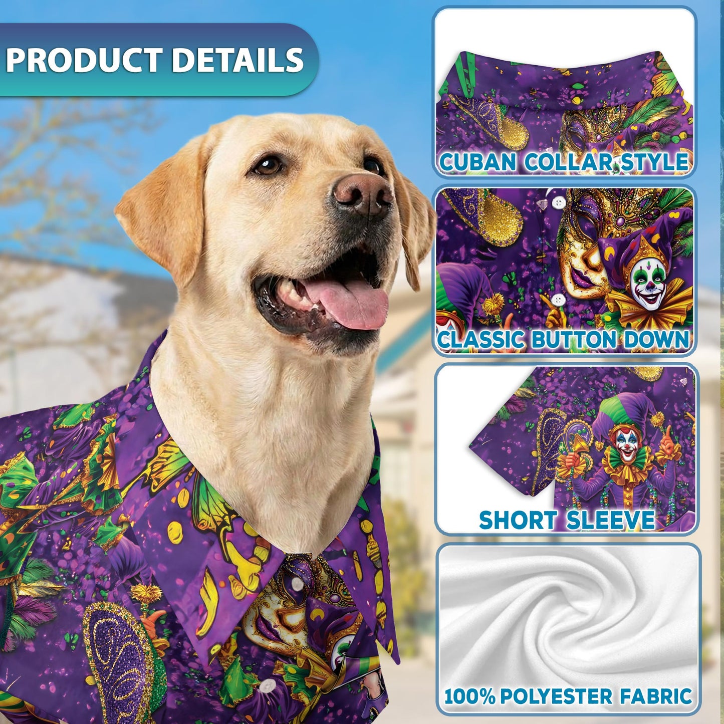 Mardi Gras Clown Beach Matching Dog Owner Hawaiian Shirts, Funny Pet Aloha Shirt for Beach Vacation - Azhawaiian