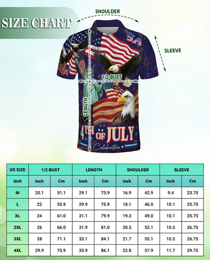 4th of July Polo Shirt, Patriotic Eagle USA Print | Azhawaiian