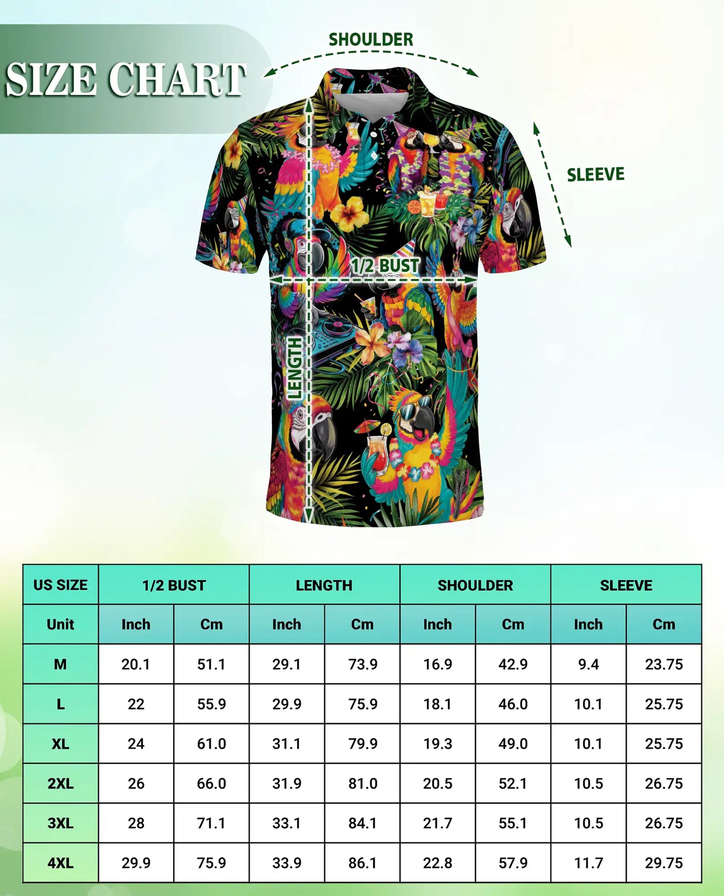 Tropical Party Parrot Polo Shirt Colorful Macaw DJ Hawaiian Design | Azhawaiian