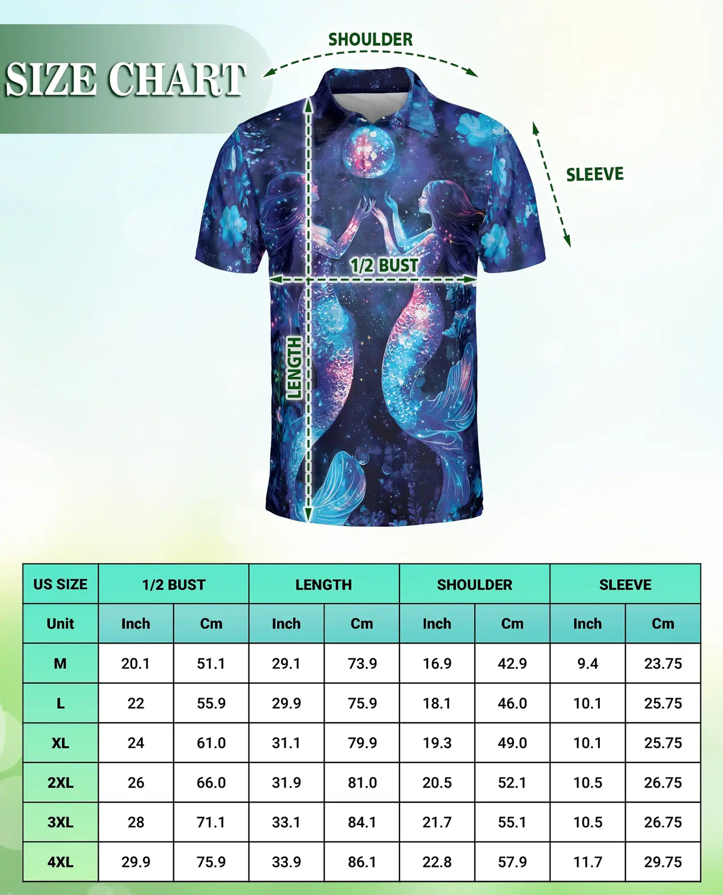 Galaxy Mermaid Polo Shirt, Cosmic Ocean Style | Azhawaiian