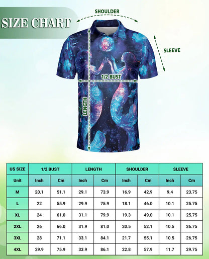 Galaxy Mermaid Polo Shirt, Cosmic Ocean Style | Azhawaiian