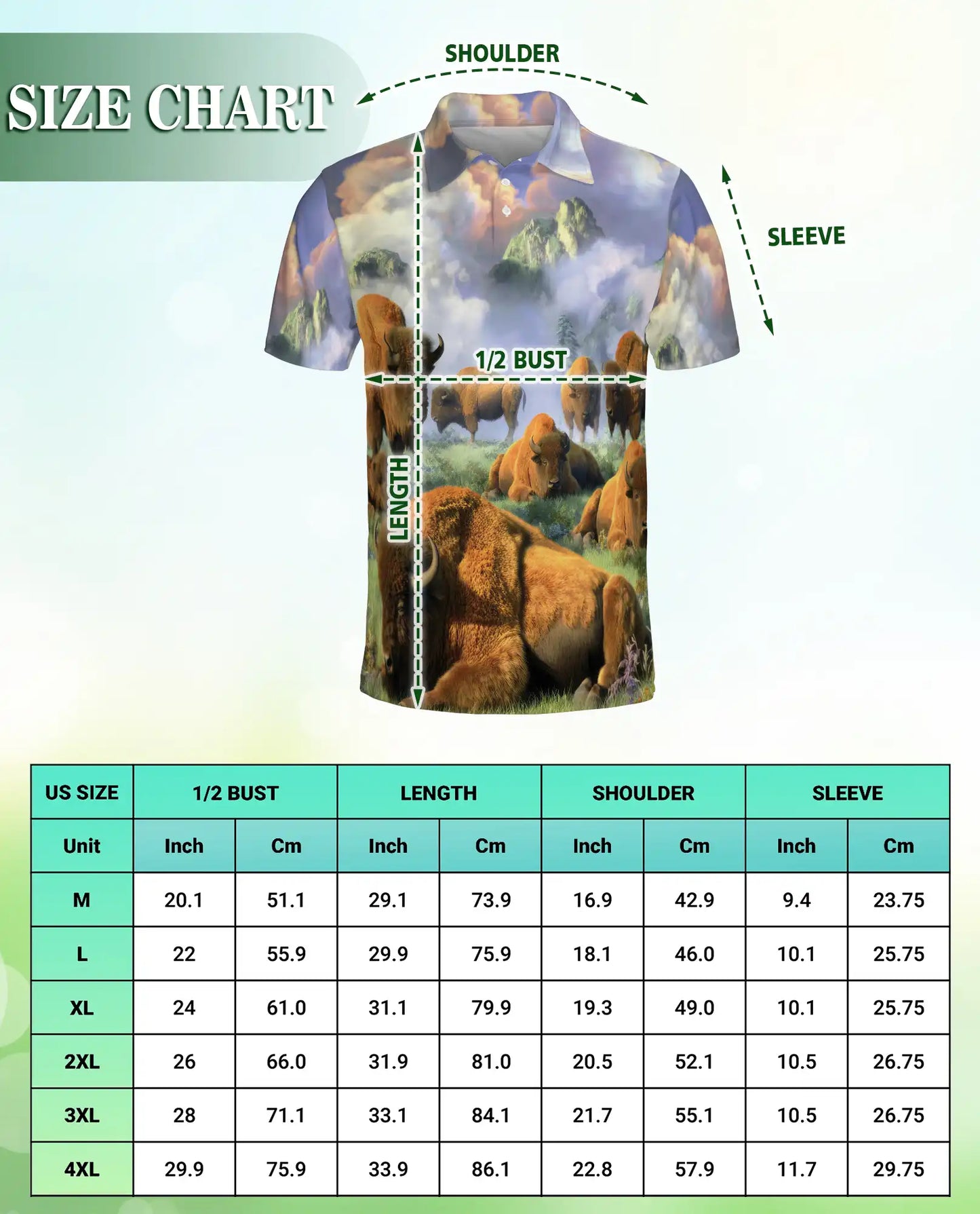 Mystical Bison Polo Shirt for Men, Majestic Wildlife Landscape | Azhawaiian