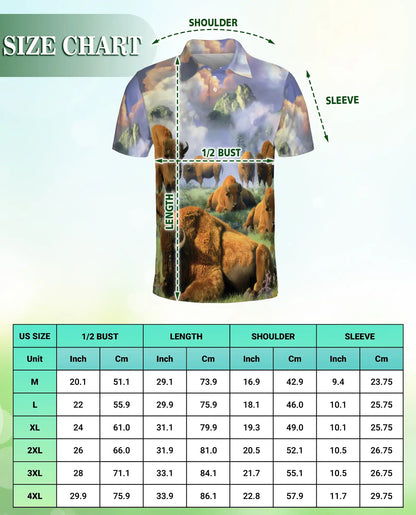 Mystical Bison Polo Shirt for Men, Majestic Wildlife Landscape | Azhawaiian