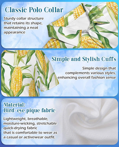 Corn Polo Shirt - Sweet Corn Farm Harvest Botanical Design | Azhawaiian