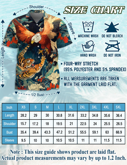 Eagle and Tiger Battle Hawaiian Shirt for Men, Button Down Aloha Shirt - Azhawaiian
