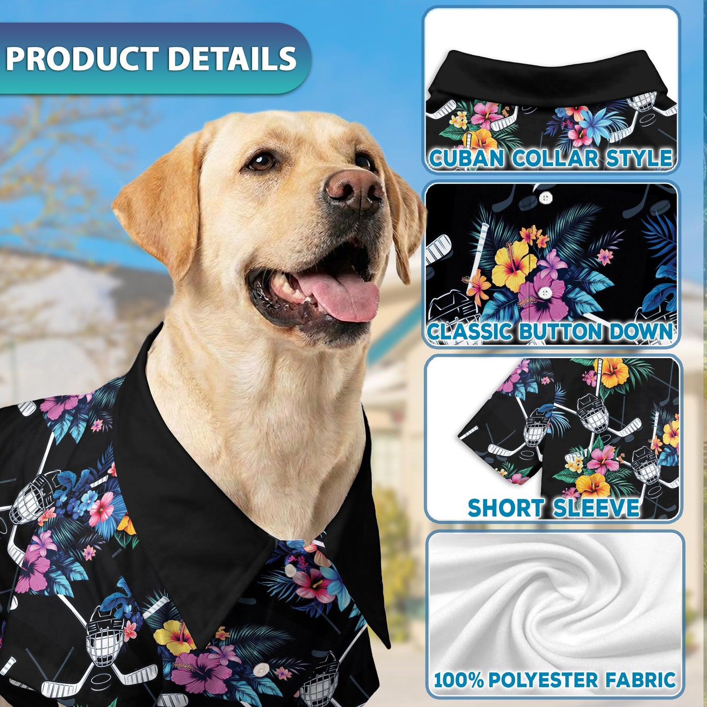 Tropical Hockey Matching Dog Owner Hawaiian Shirts, Funny Pet Aloha Shirt for Beach Vacation - Azhawaiian