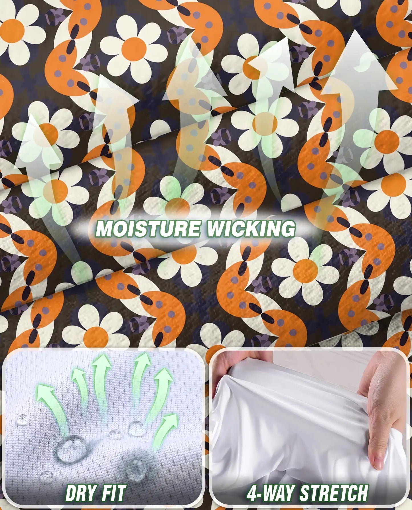 Orange Daisy Wave Pattern Sleeveless Polo Shirt for Women | Azhawaiian