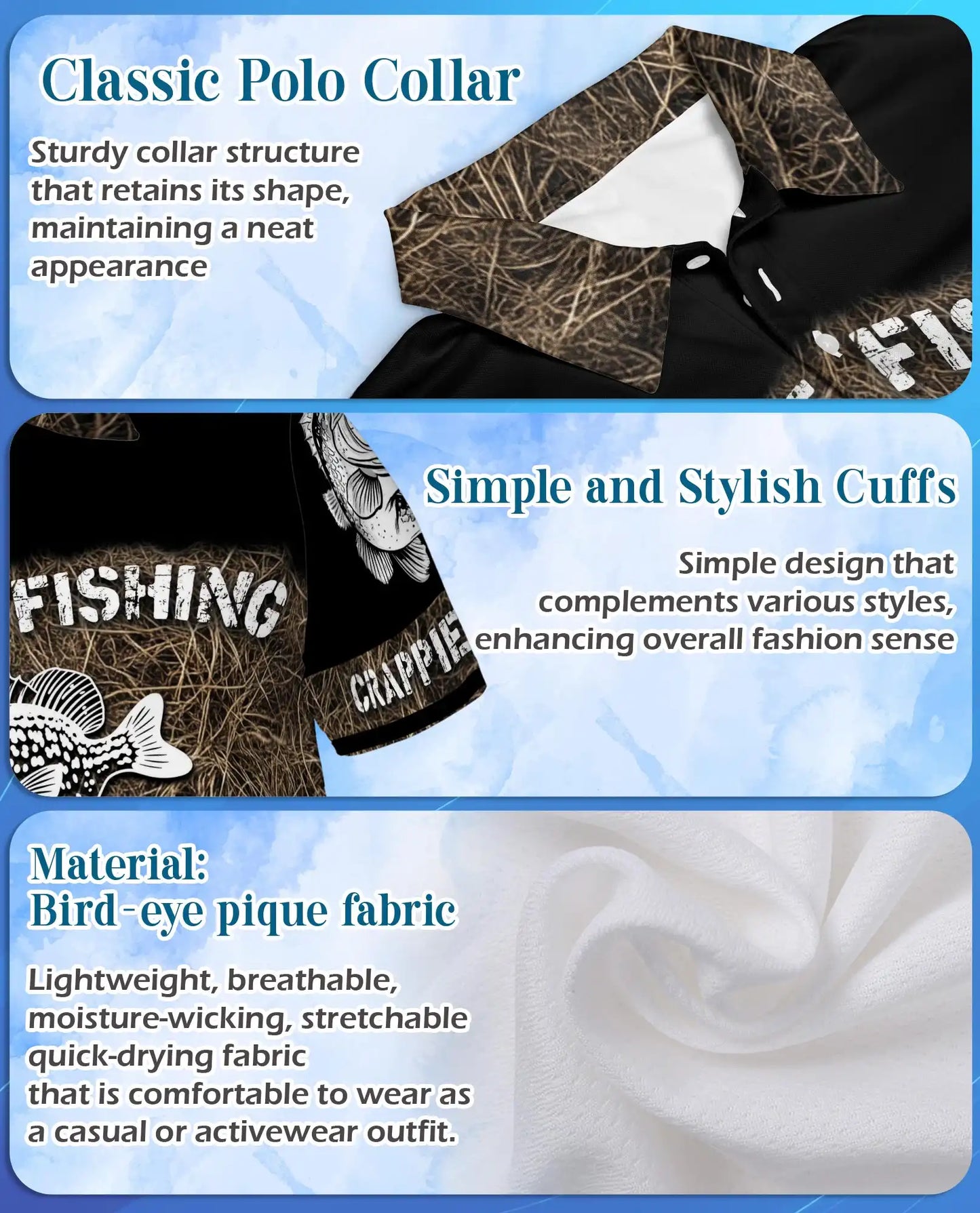 Crappie Fishing Polo Shirt - Lake Cabin Angler Style | Azhawaiian