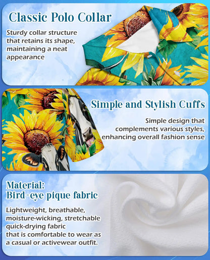 Sunflower Cow 3D Polo Shirt | Azhawaiian