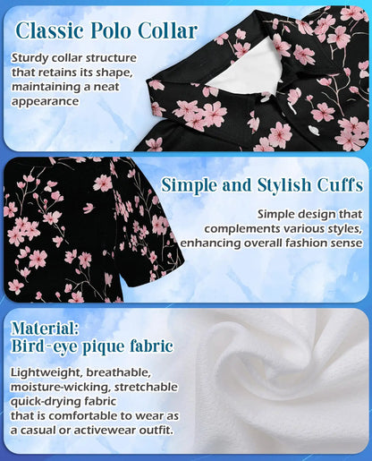 Pink Cherry Blossom Polo Shirt - Elegant Sakura Floral Style | Azhawaiian