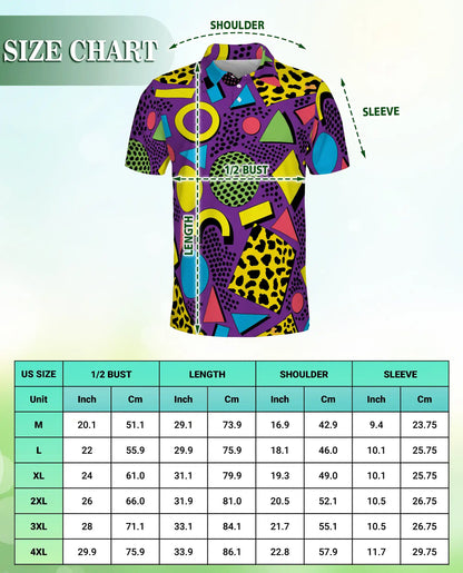80s Retro Geometric Polo Shirt for Men | Azhawaiian