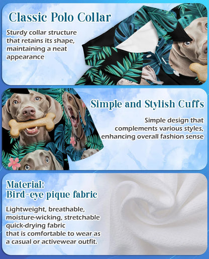 Weimaraner Tropical Pattern Polo Shirt for Men, Dog Lover Style | Azhawaiian