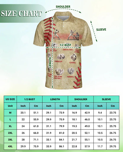 Baseball Pitch Types Polo Shirt, Vintage Style | Azhawaiian