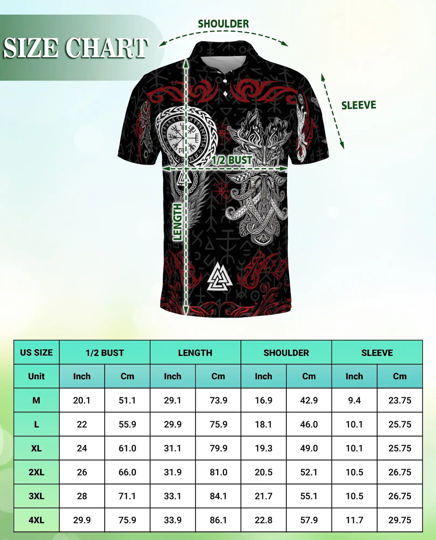 Viking Norse Mythology Polo Shirt-Vegvisir Valknut Rune Warrior Design | Azhawaiian
