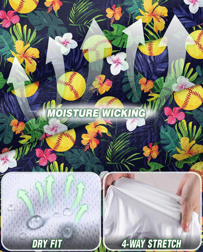 Softball Simple Floral Sleeveless Polo Shirt for Women, Sporty Flower Style | Azhawaiian