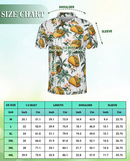 Funny Taco Tropical 3D Polo Shirt for Men, Hawaiian Food Lover Style | Azhawaiian