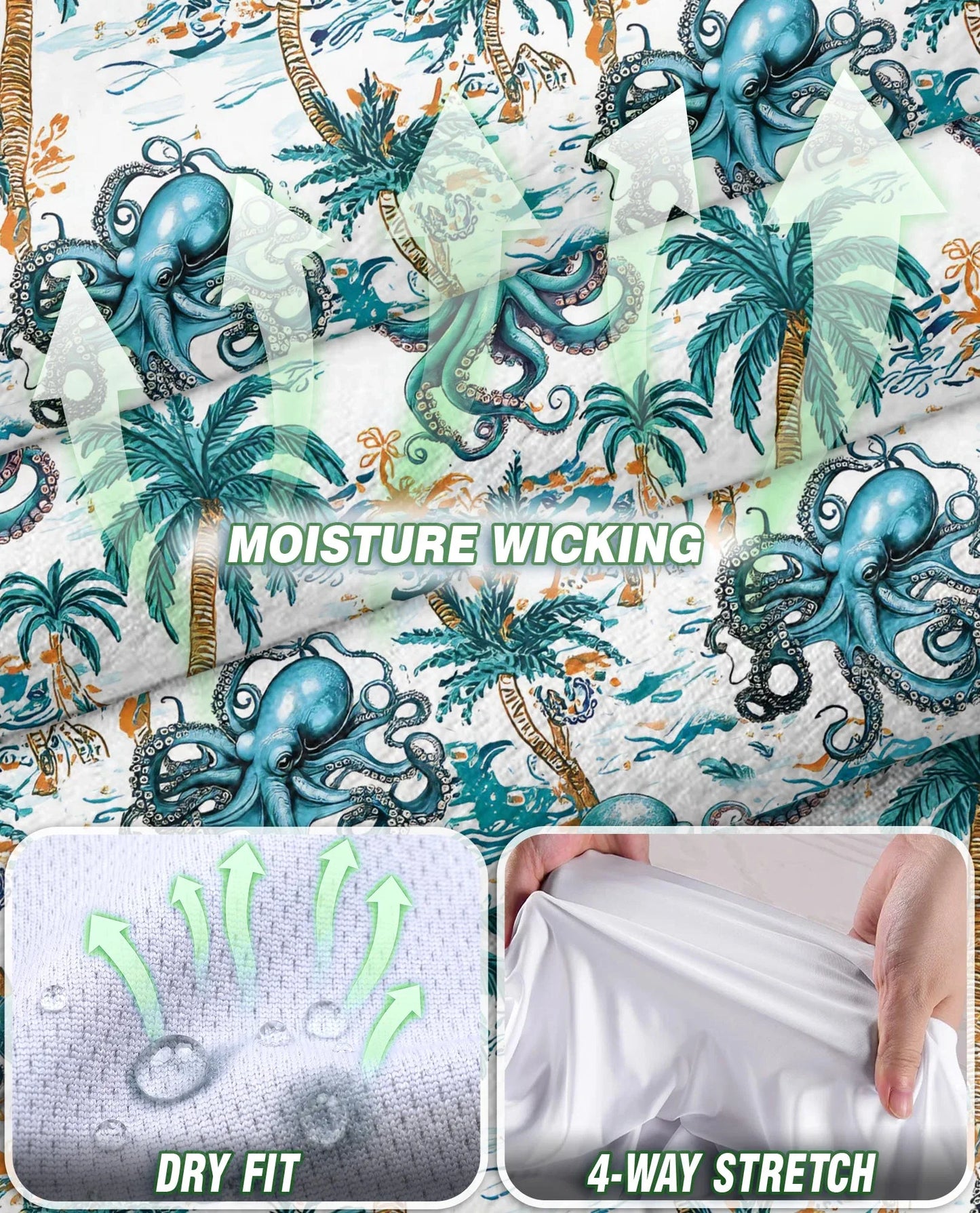 Octopus and Palm Tree Sleeveless Polo Shirt for Women | Azhawaiian