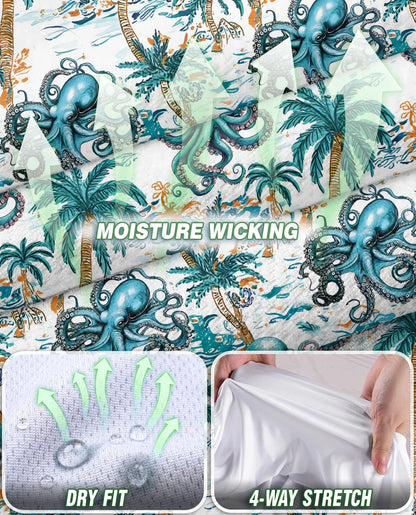 Octopus and Palm Tree Sleeveless Polo Shirt for Women | Azhawaiian