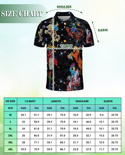 Cosmic Cowboy Polo Shirt, Neon Rodeo Galaxy Print | Azhawaiian