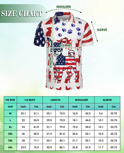 Patriotic Chihuahua Polo Shirt, American Flag Dog Print | Azhawaiian