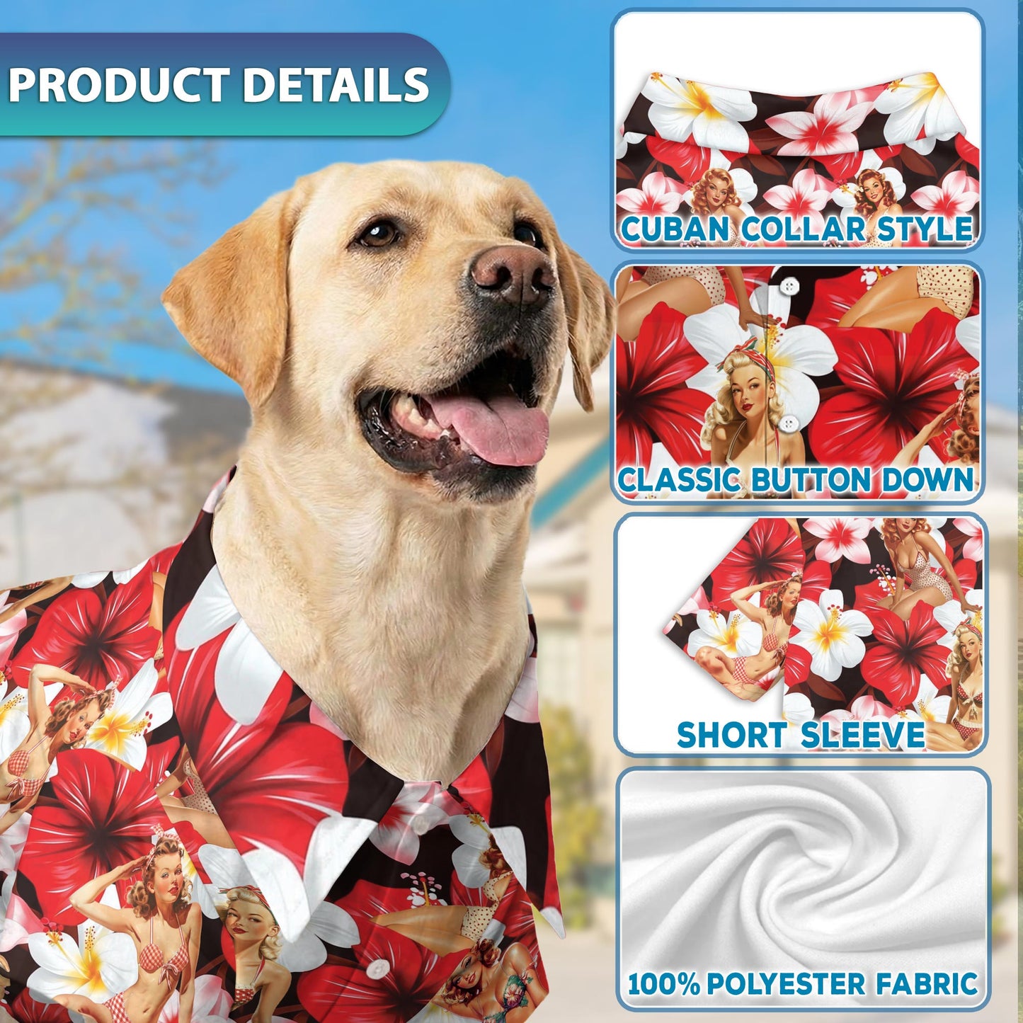 Pinup Girls Retro Matching Dog Owner Hawaiian Shirts, Funny Pet Aloha Shirt for Beach Vacation - Azhawaiian