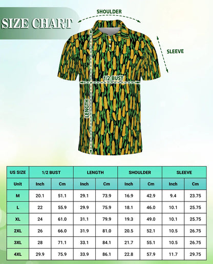 Corn Pattern Hawaiian Polo Shirt for Men | Azhawaiian