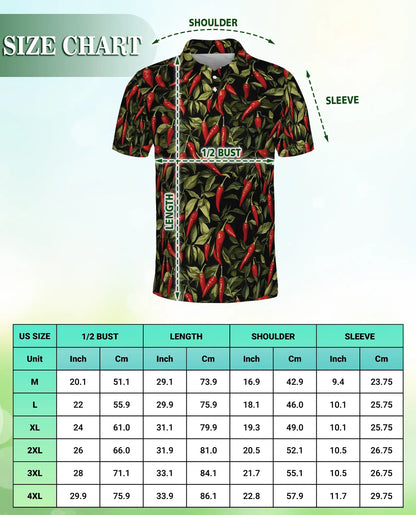 Chili Pepper Polo Shirt, Spicy Tropical Style | Azhawaiian