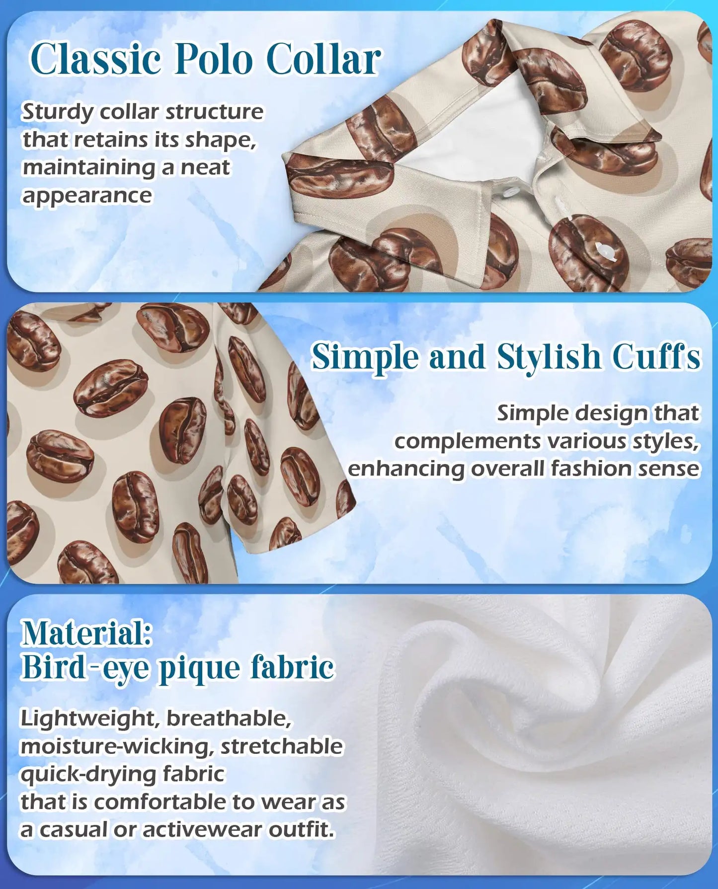 Coffee Bean Polo Shirt for Men, Casual Cafe Style | Azhawaiian