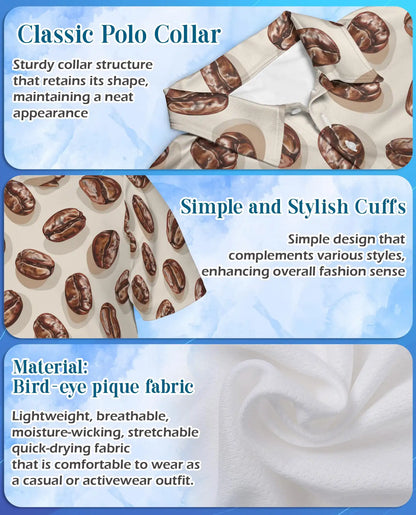 Coffee Bean Polo Shirt for Men, Casual Cafe Style | Azhawaiian