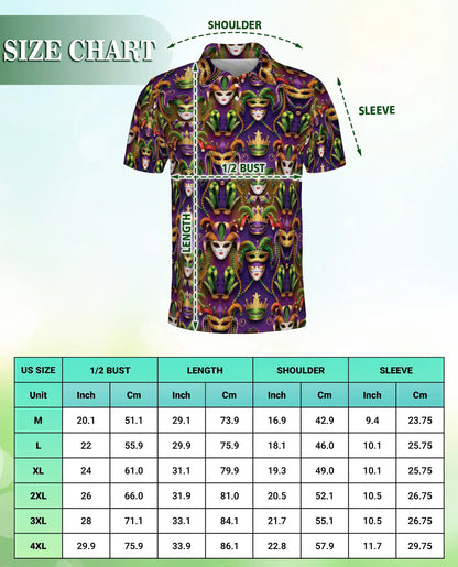 Mardi Gras Mask Hawaiian Polo Shirt | Azhawaiian