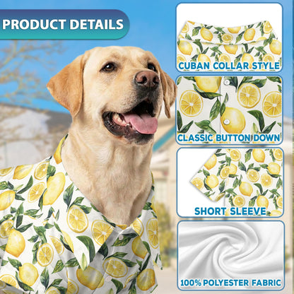 Lemon Matching Dog Owner Hawaiian Shirts, Funny Pet Aloha Shirt for Beach Vacation - Azhawaiian