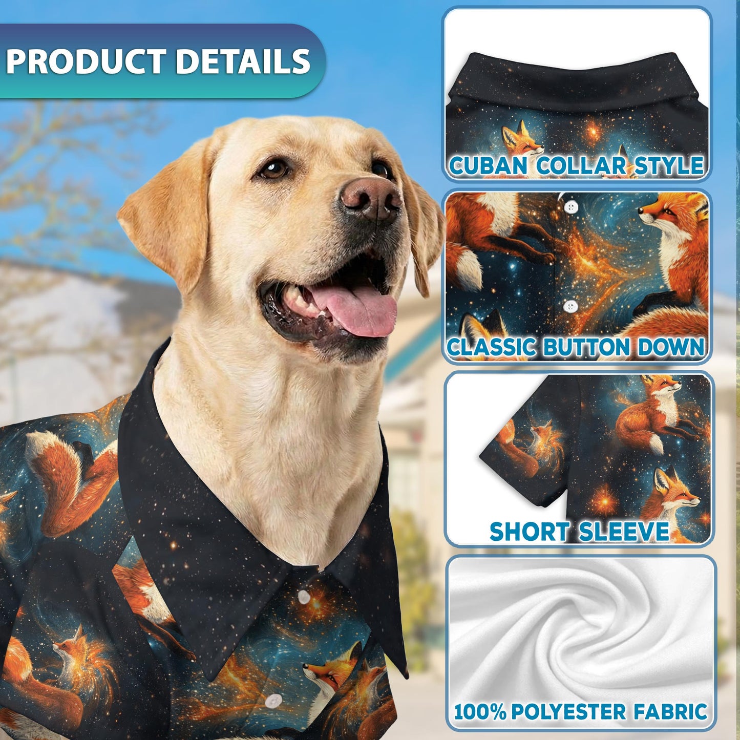 Fox Starlight Matching Dog Owner Hawaiian Shirts, Funny Pet Aloha Shirt for Beach Vacation - Azhawaiian