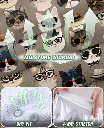 Cool Cats Print Sleeveless Polo Shirt for Women, Stylish Cat Lover Style | Azhawaiian
