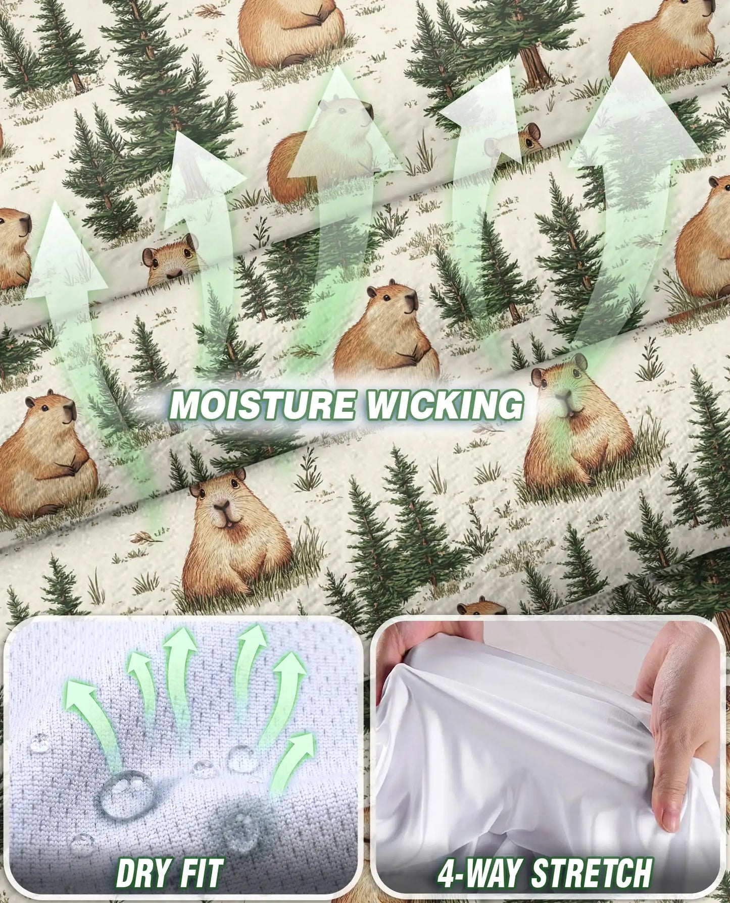 Watercolor Capybara Forest Pattern Sleeveless Polo Shirt for Women| Azhawaiian